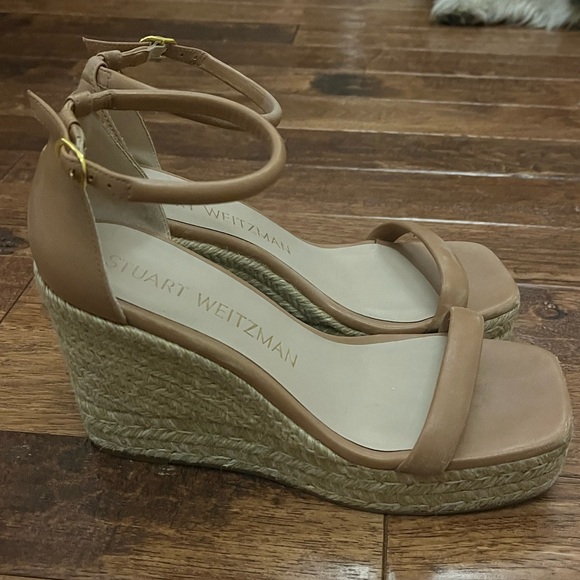 STUART WEITZMAN Espadrille Wedge Leather Braided Jute Espadrille Heels - Picture 8 of 11